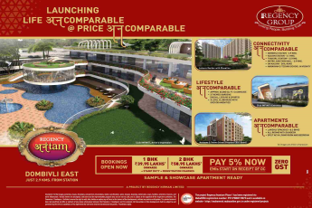 Pay 5% now to book your home at Regency Anantam in Mumbai